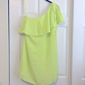 Naked Zebra yellow green one shoulder dress